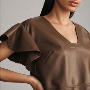 Maeve Cropped Ruffle-Sleeve Blouse
